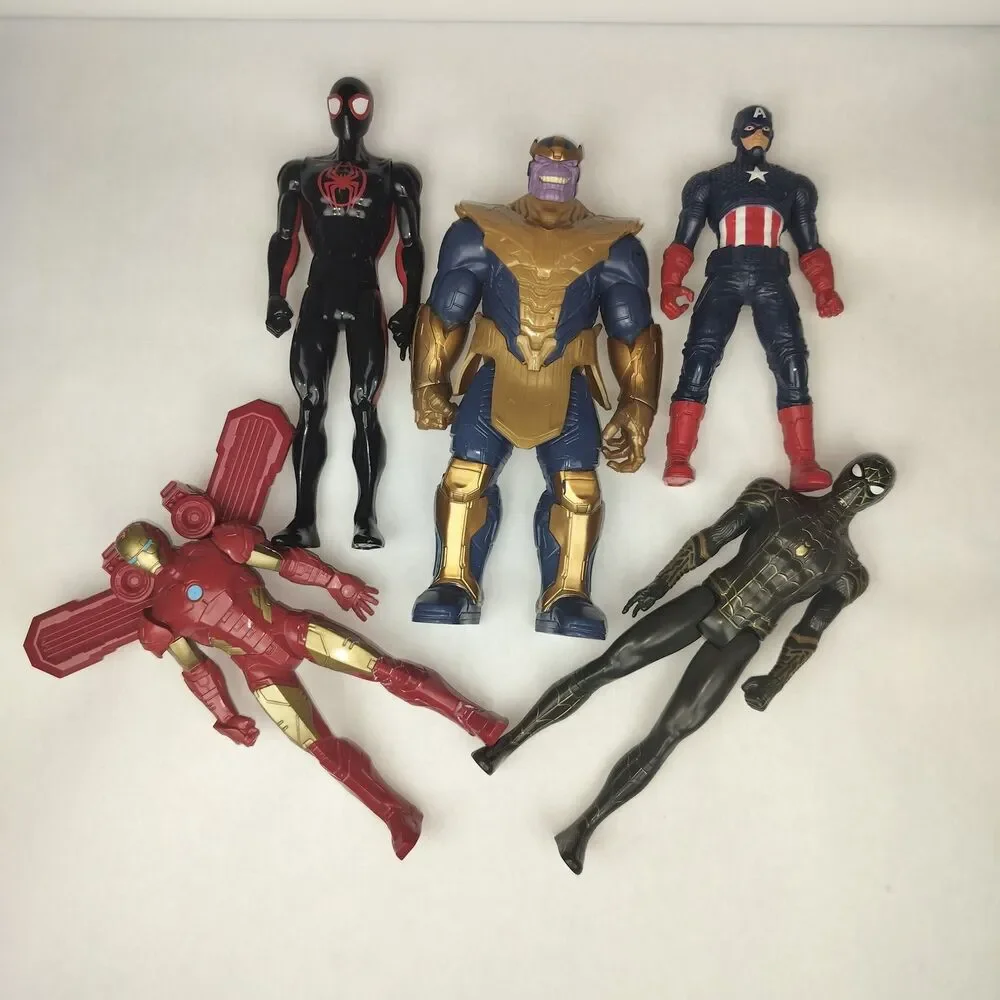 Marvel Avengers Spider-Man Action Figure Lot 5 Thanos Iron Man Captain 12